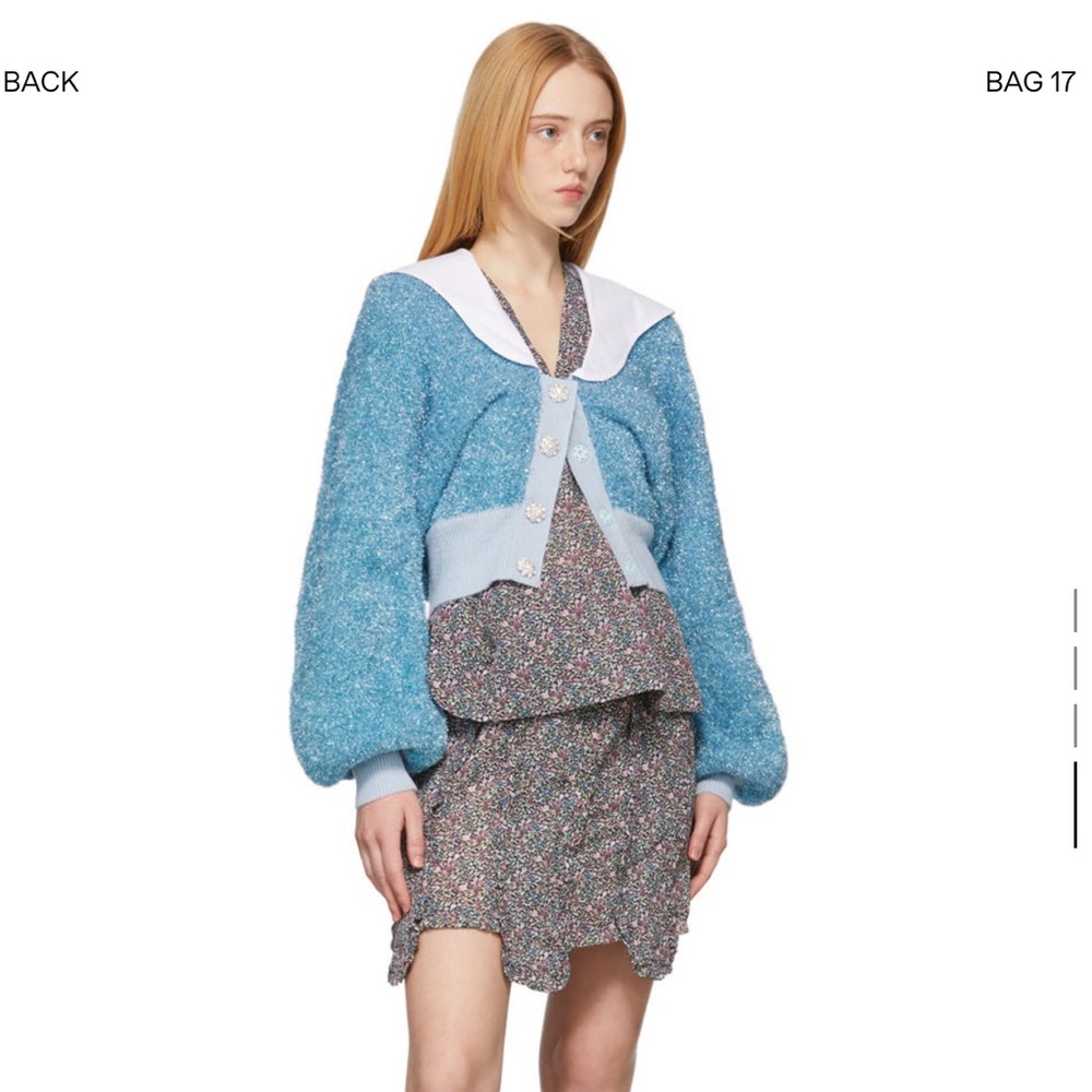 Ganni Blue Knit Sparkle Cardigan